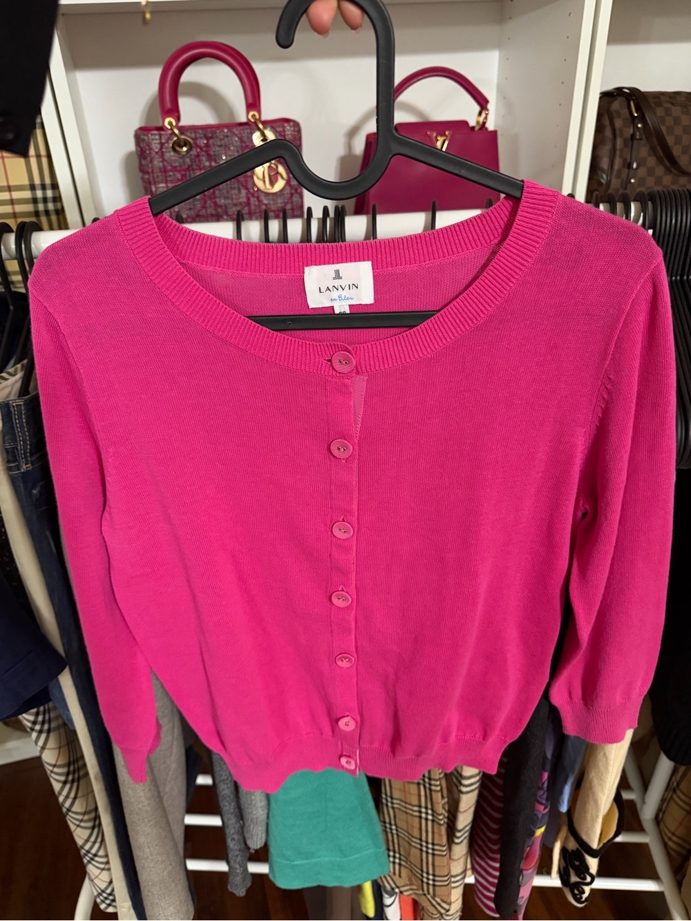 Lanvin Bright Fuchsia Button-Front Knit Cardigan